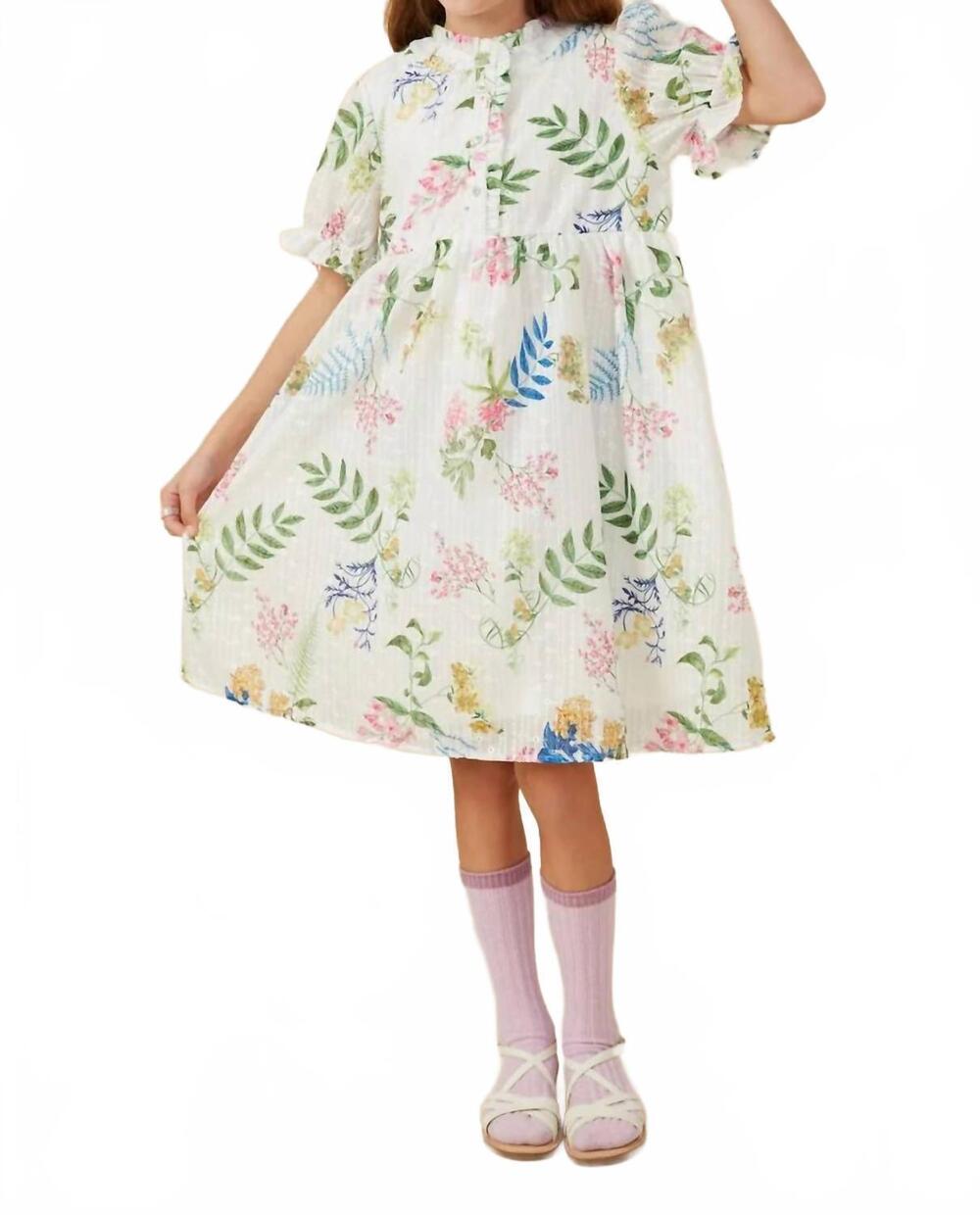 NEW HAYDEN LA embroidered textured botanical buttoned dress in multi color